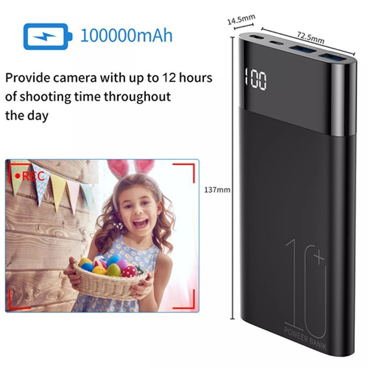 מצלמה ברזולוציית 4K בסוללה חיצונית 10000 mah
