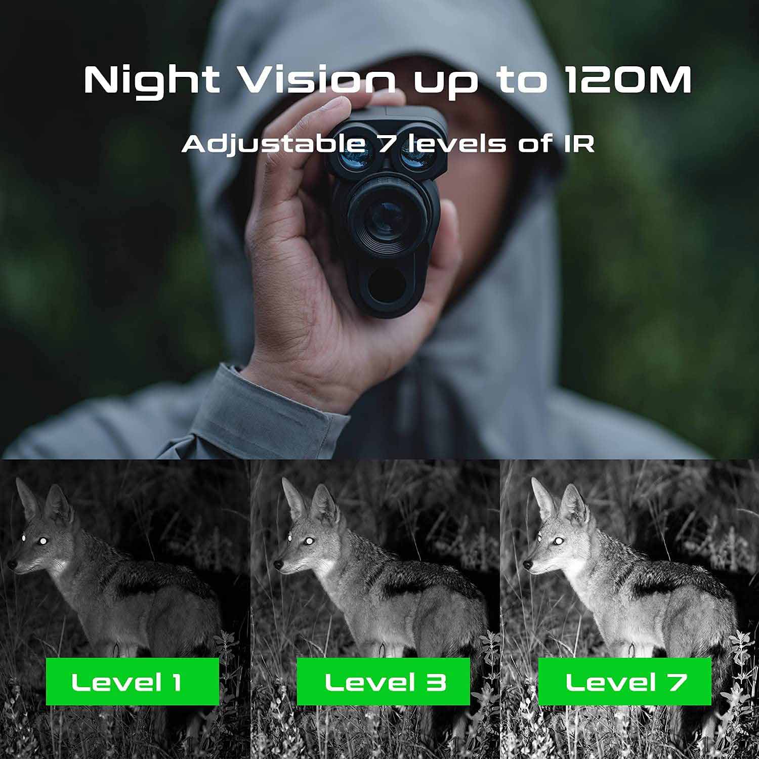 חד עם ראיית לילה עד 120 מטר בלילה + מד טווח של 6x ZOOM