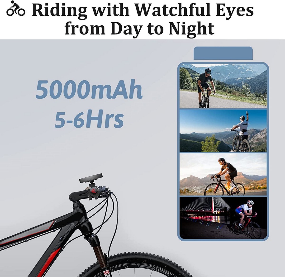 סט מצלמות אופניים - סוללה 5000mah