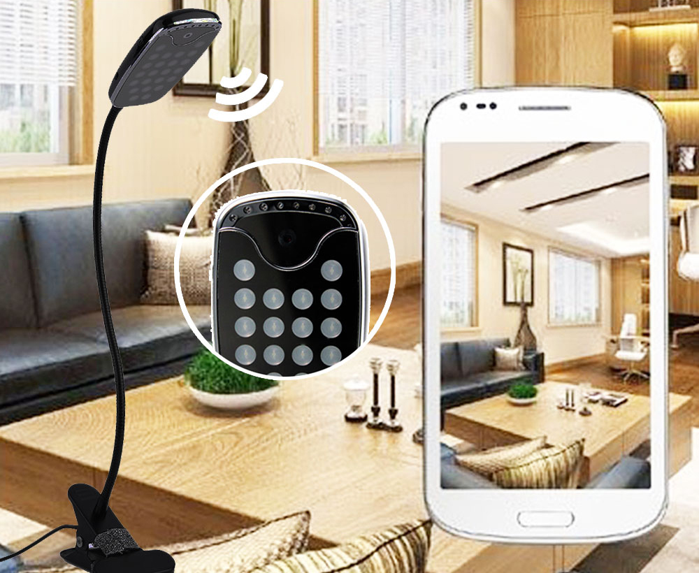 מנורת שולחן LED עם מצלמה נסתרת, WiFi