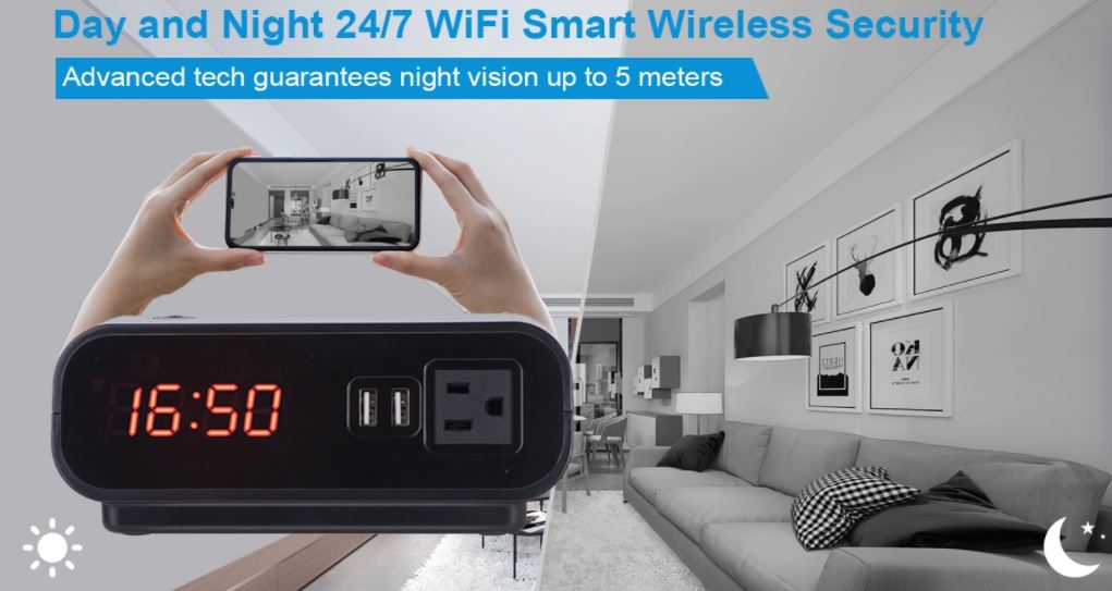 שעון מצלמת ריגול חכמה wifi ביום ובלילה - 24/7